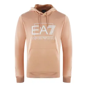 EA7 Embossed Box Logo Caf Creme Hoodie