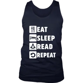 Eat, Sleep, Read, Repeat Mens Tank