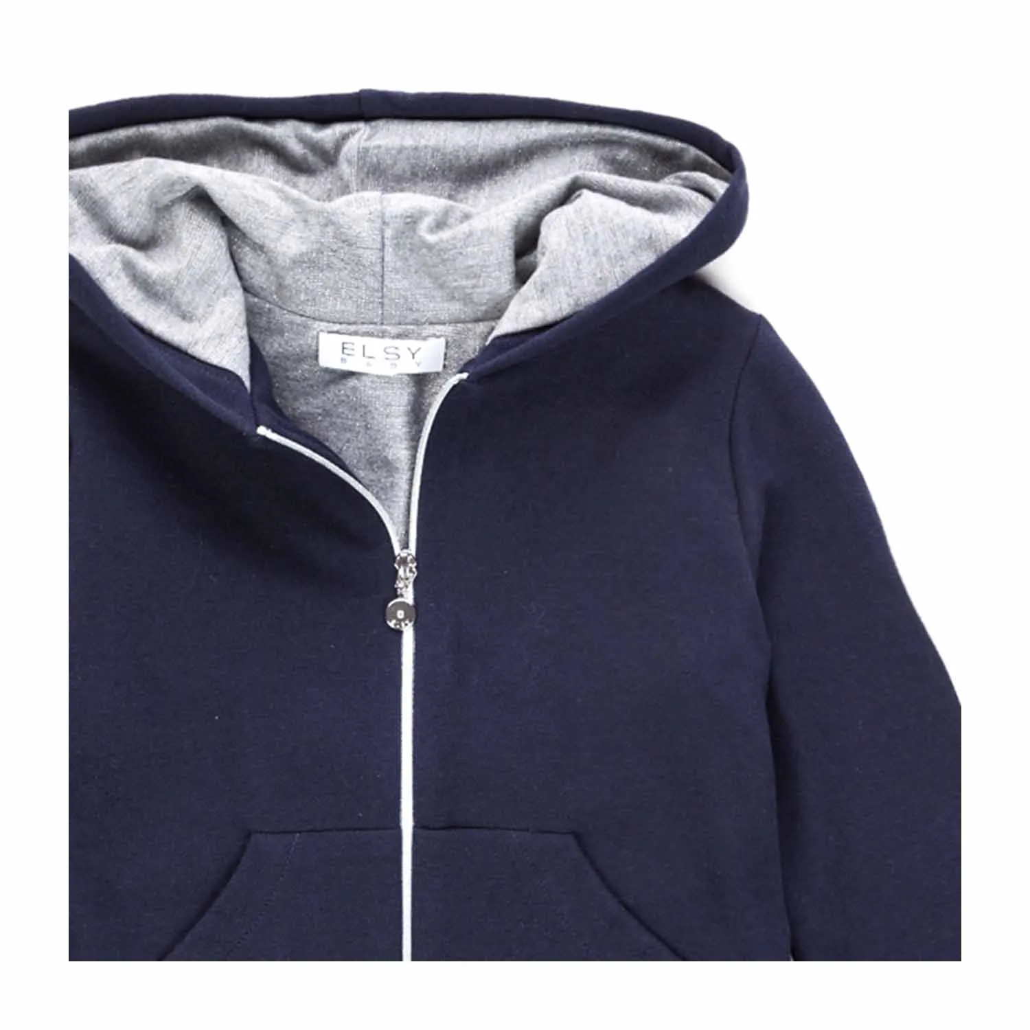 Elsy Little Girl Blue Zip Up Hoodie