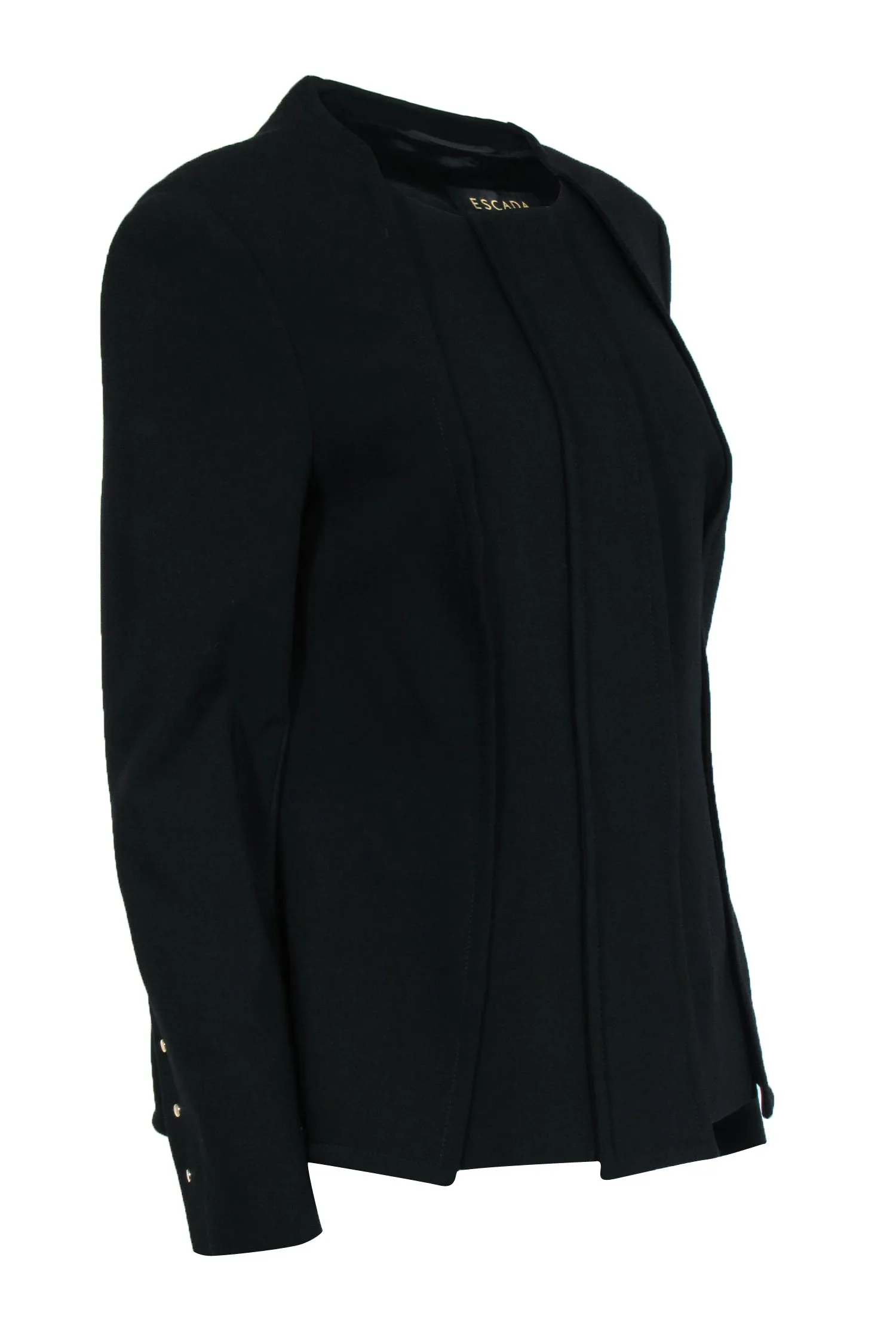 Escada - Black Wool Zipper Front Jacket Sz 12