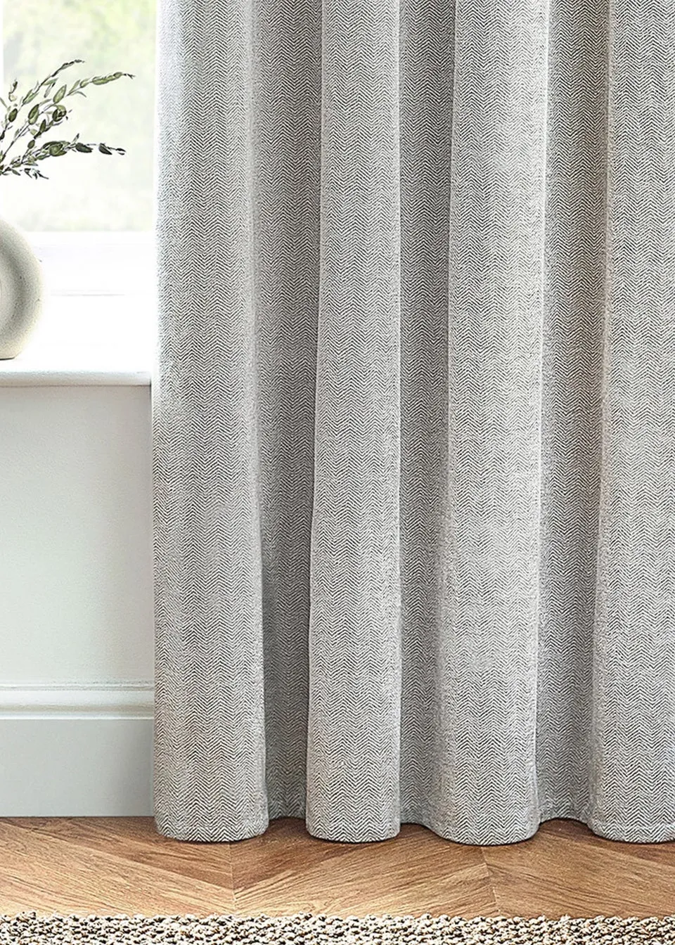 furn. Hudson Herringbone Chenille Eyelet Curtains