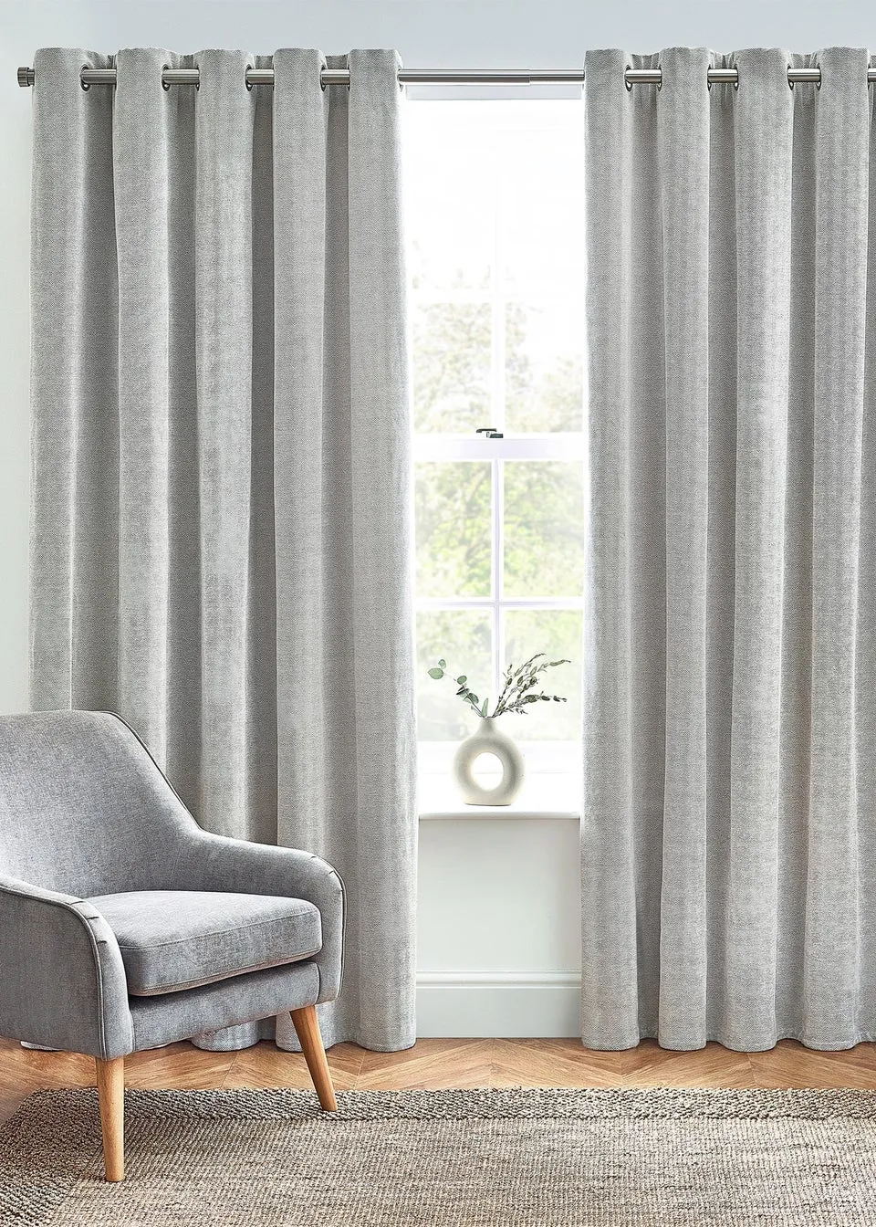 furn. Hudson Herringbone Chenille Eyelet Curtains