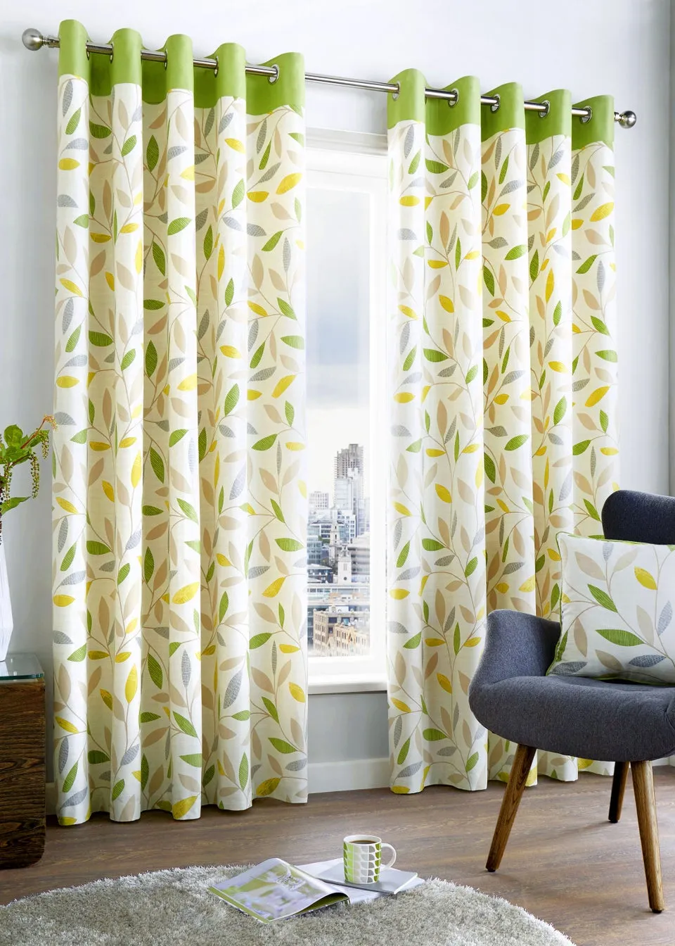 Fusion Beechwood Green Eyelet Curtains