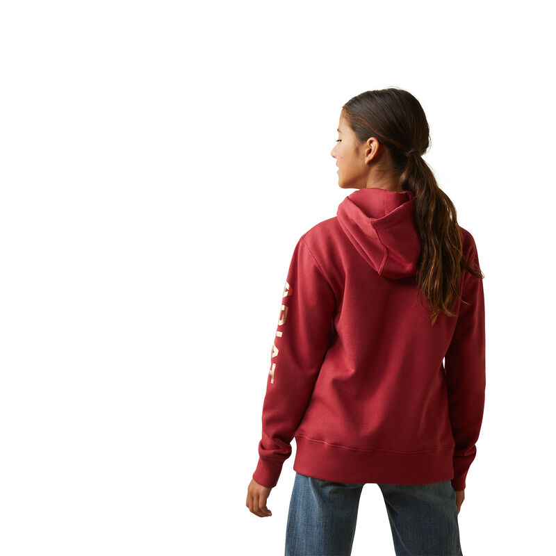 Girl's R.E.A.L. Arm Logo Hoodie in Red