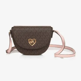 Girls Brown Monogram Shoulder Bag (15cm)