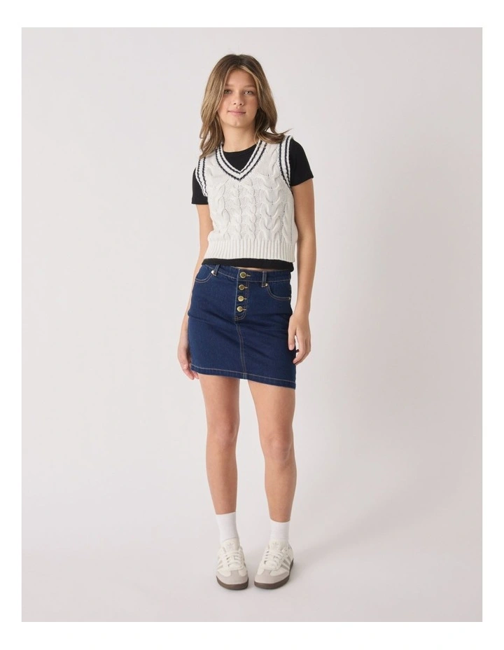 Girls Eva Button Mini Skirt