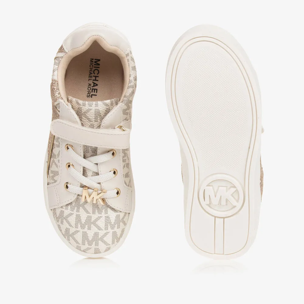 Girls Ivory Faux Leather Trainers