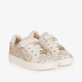 Girls Ivory Faux Leather Trainers