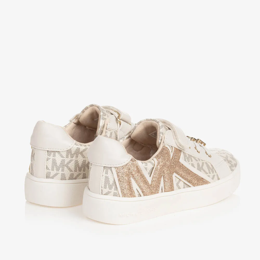 Girls Ivory Faux Leather Trainers