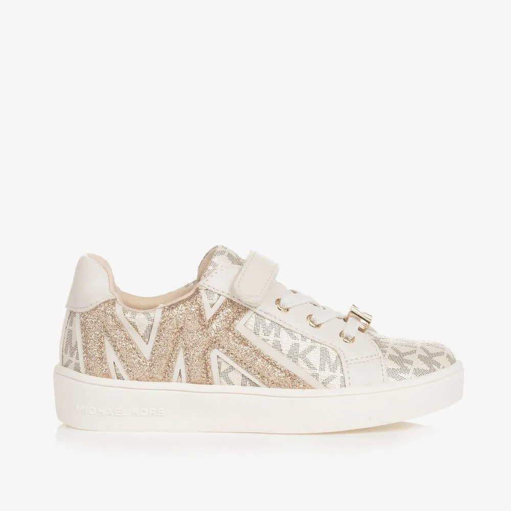 Girls Ivory Faux Leather Trainers