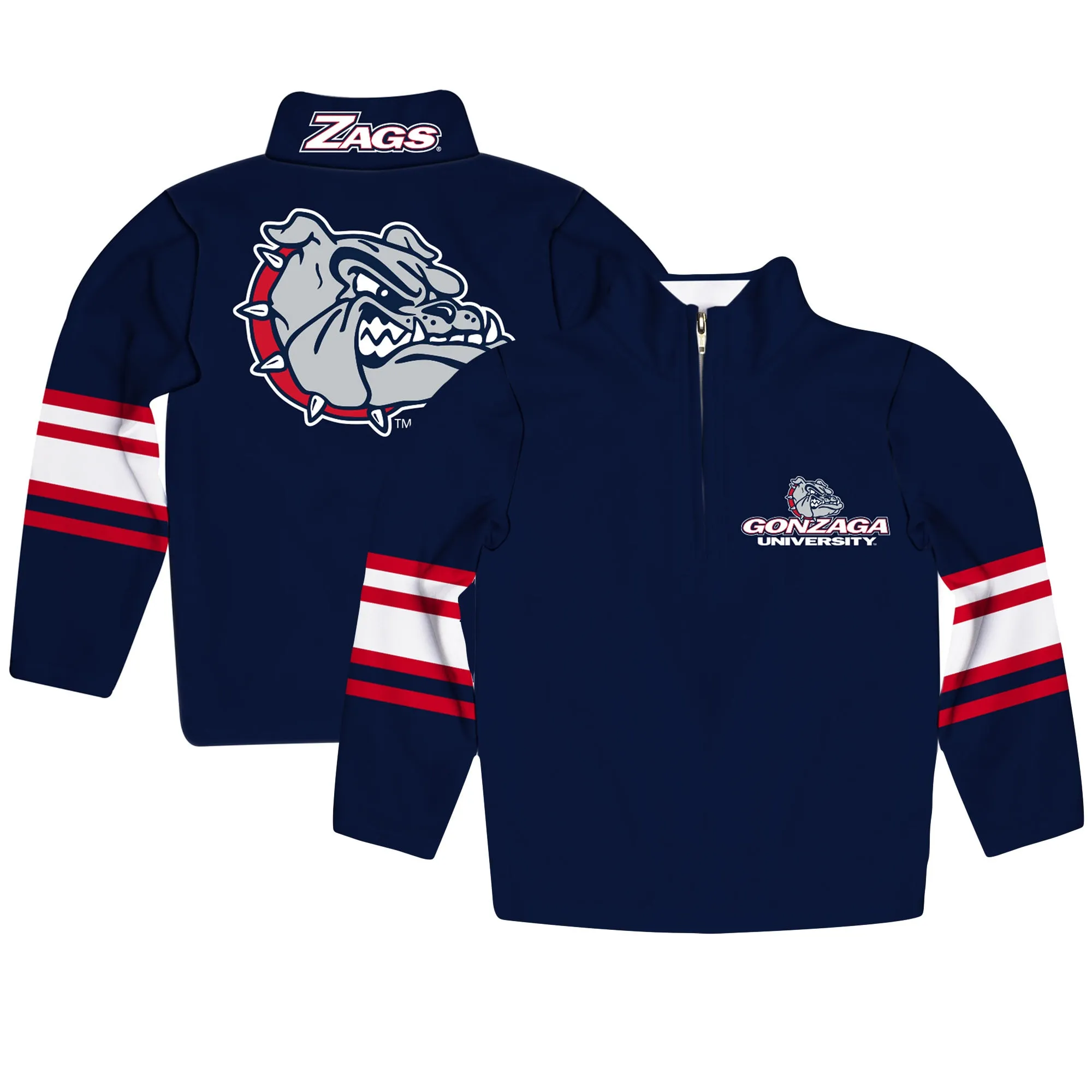 Gonzaga Bulldogs Youth Navy Team Logo Quarter-Zip Pullover Sweatshirt