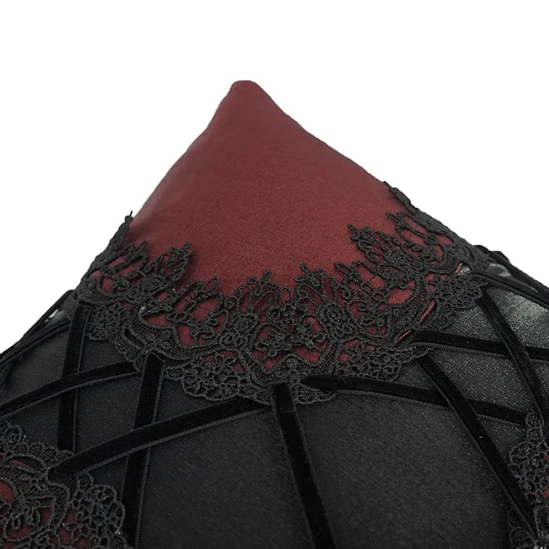 Gothic Strappy Lace Pillow Case Red with Pillow Inner