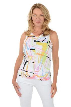 Graffiti Slub Knit Twist-Front Tank