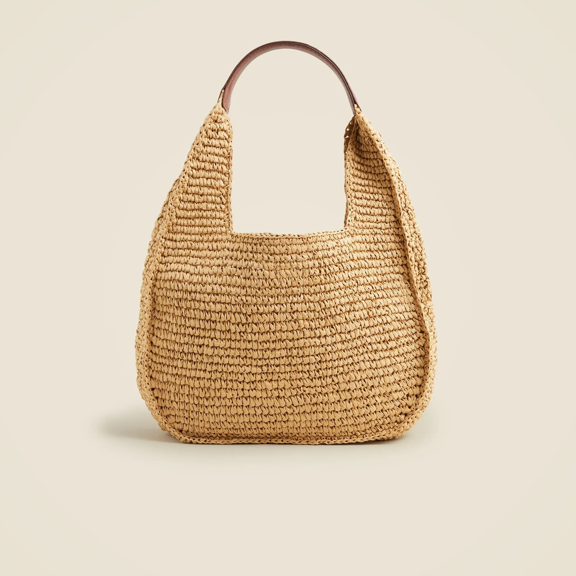 Hand-knotted straw shoulder bag