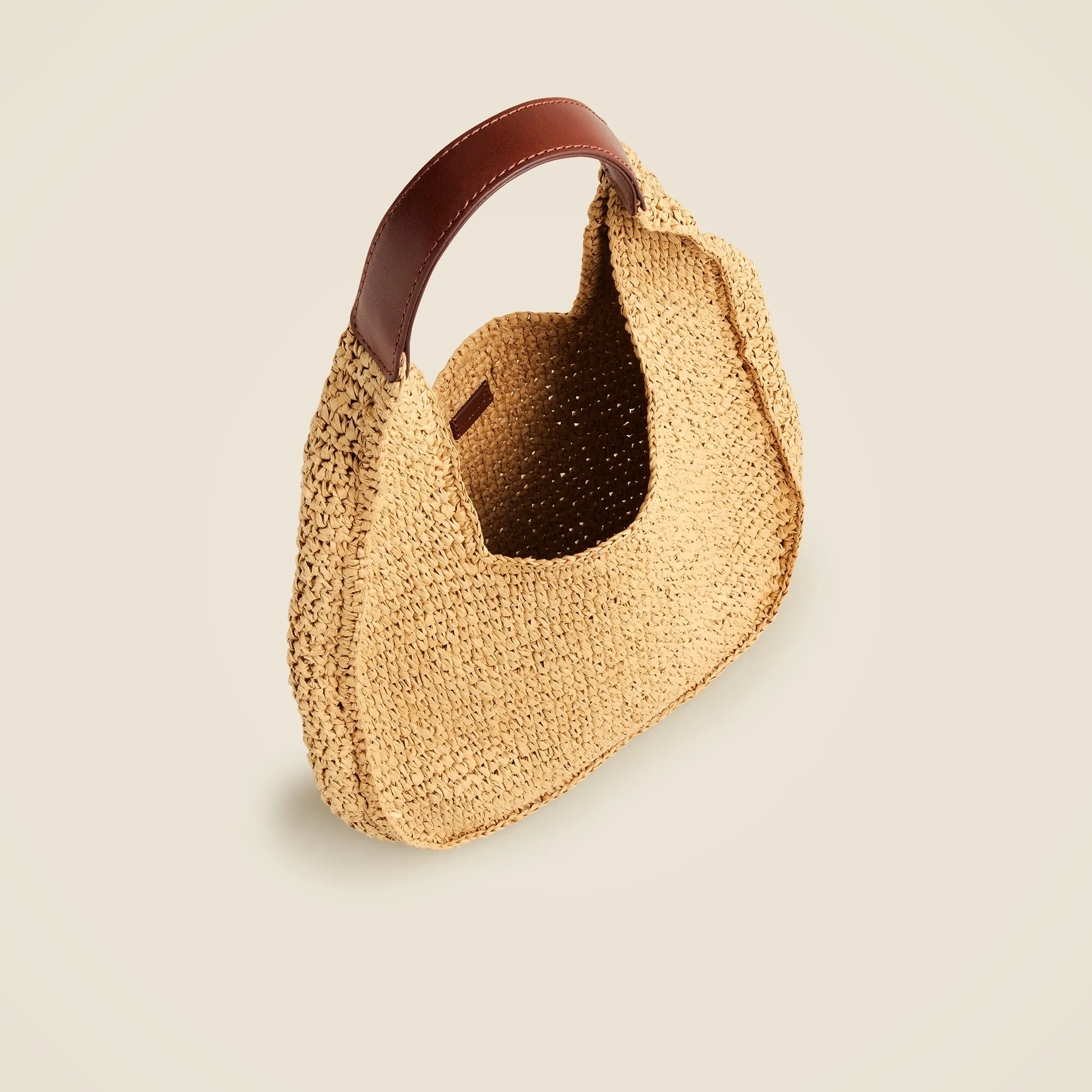 Hand-knotted straw shoulder bag