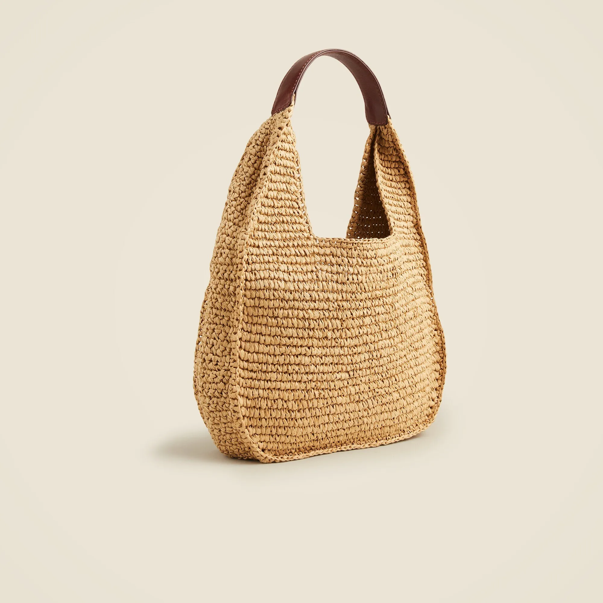 Hand-knotted straw shoulder bag