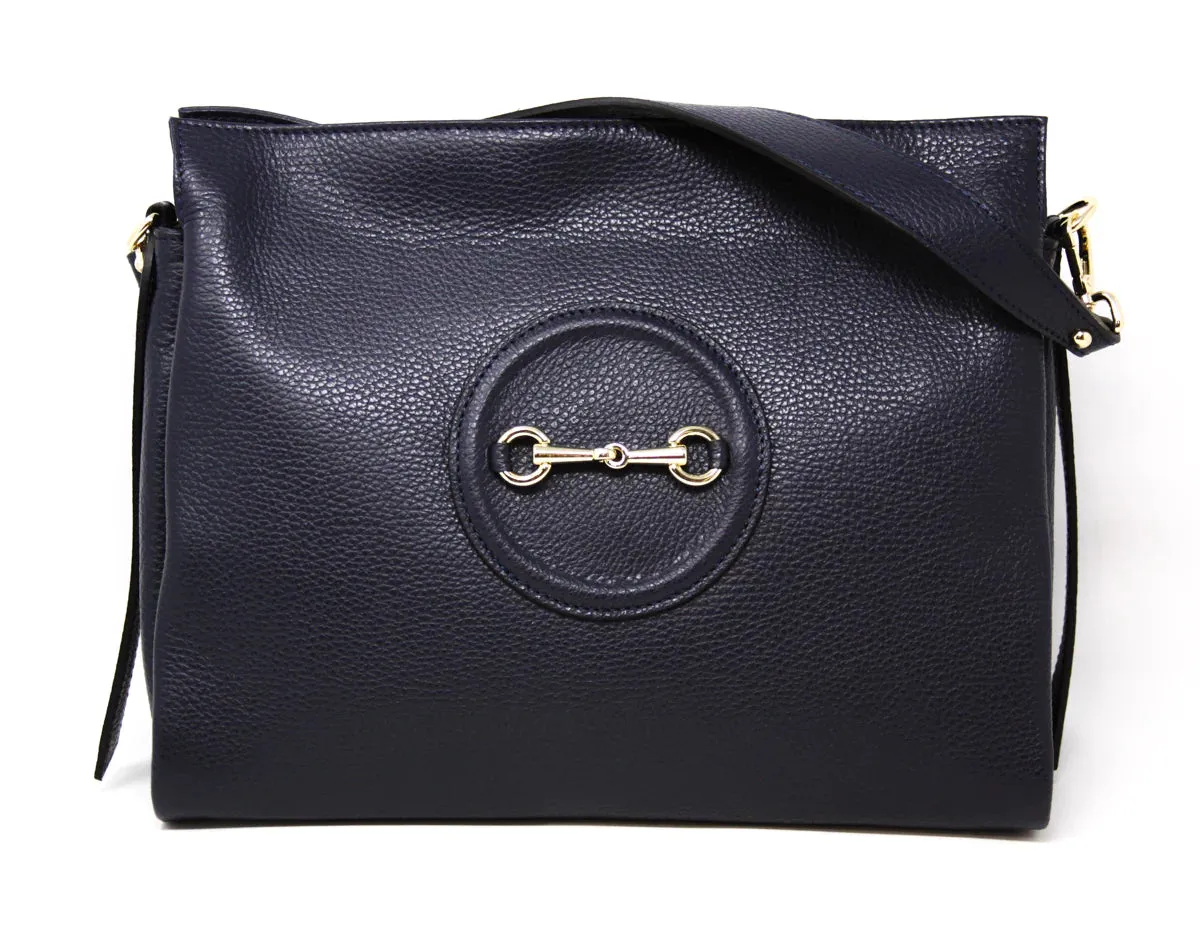 Horse-Bit Bag in Navy Blue