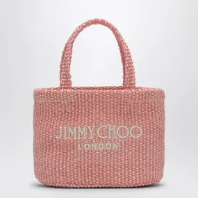 Jimmy Choo    Jimmy Choo Small Beach Tote East West In Pink Rafia