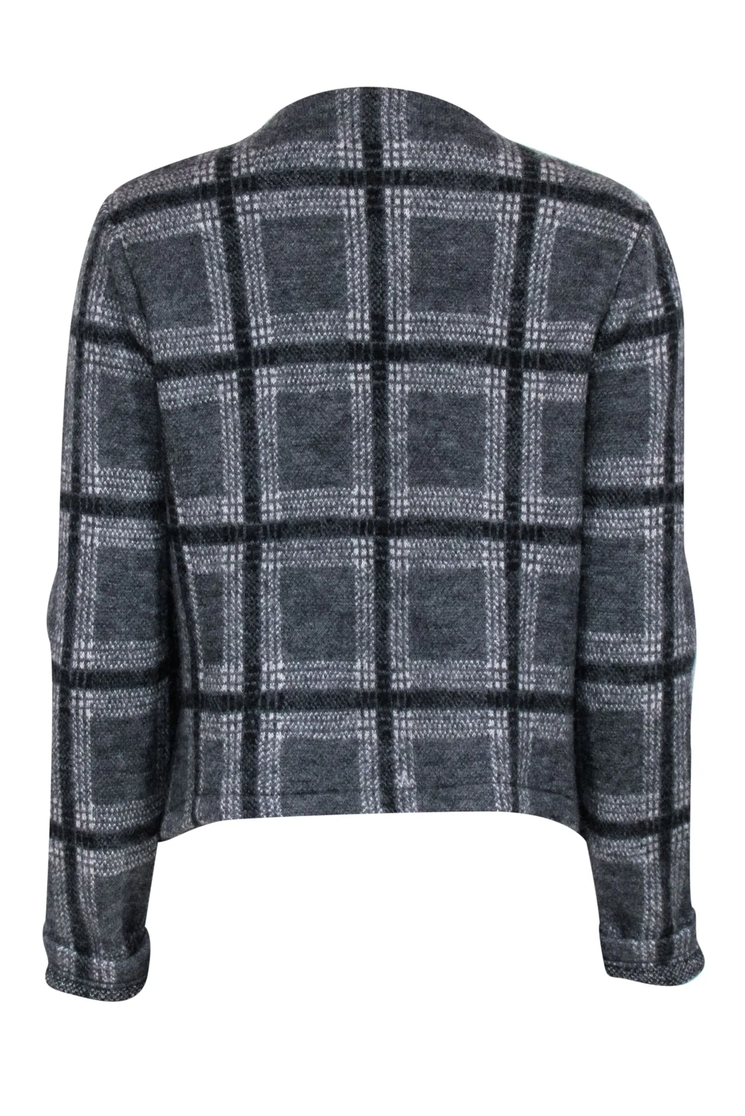 Joie - Grey Plaid Print Knit Jacket Sz L