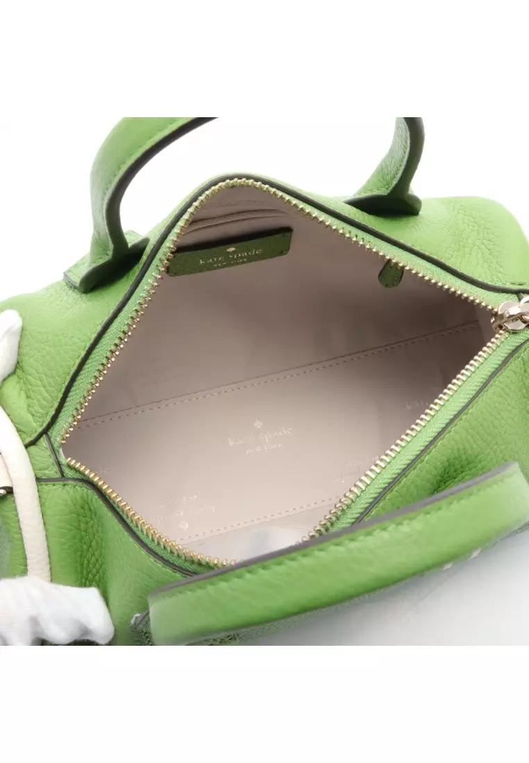 Kate Spade Pre-loved Kate Spade Rosie Ground Slam Small Duffel Crossbody Handbag Leather Light Green Off White 2WAY