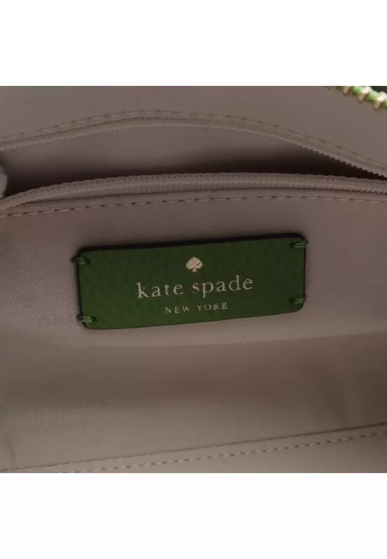 Kate Spade Pre-loved Kate Spade Rosie Ground Slam Small Duffel Crossbody Handbag Leather Light Green Off White 2WAY