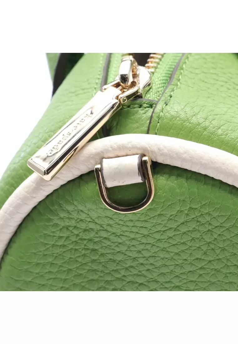 Kate Spade Pre-loved Kate Spade Rosie Ground Slam Small Duffel Crossbody Handbag Leather Light Green Off White 2WAY