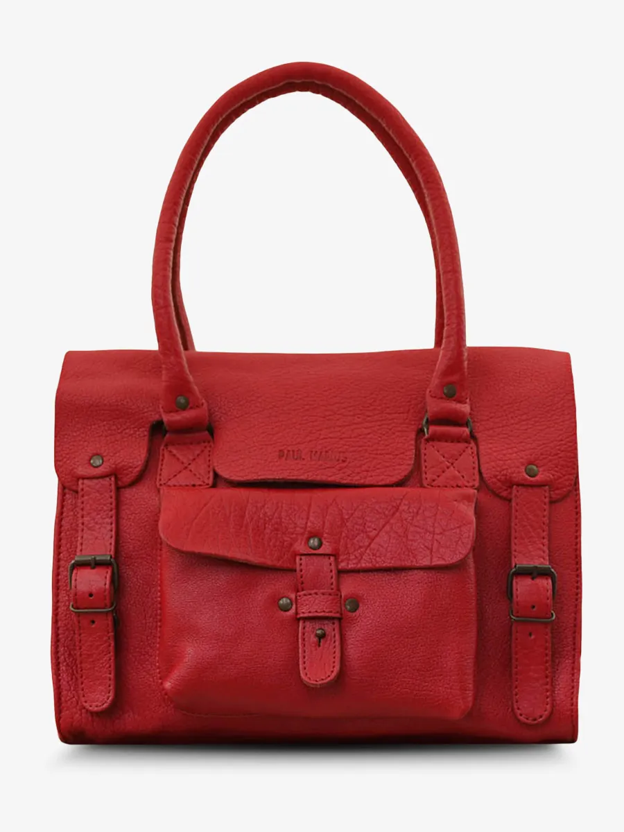 leather shoulder bag for woman Red - LeRive Gauche - M Carmine Red | PAUL MARIUS