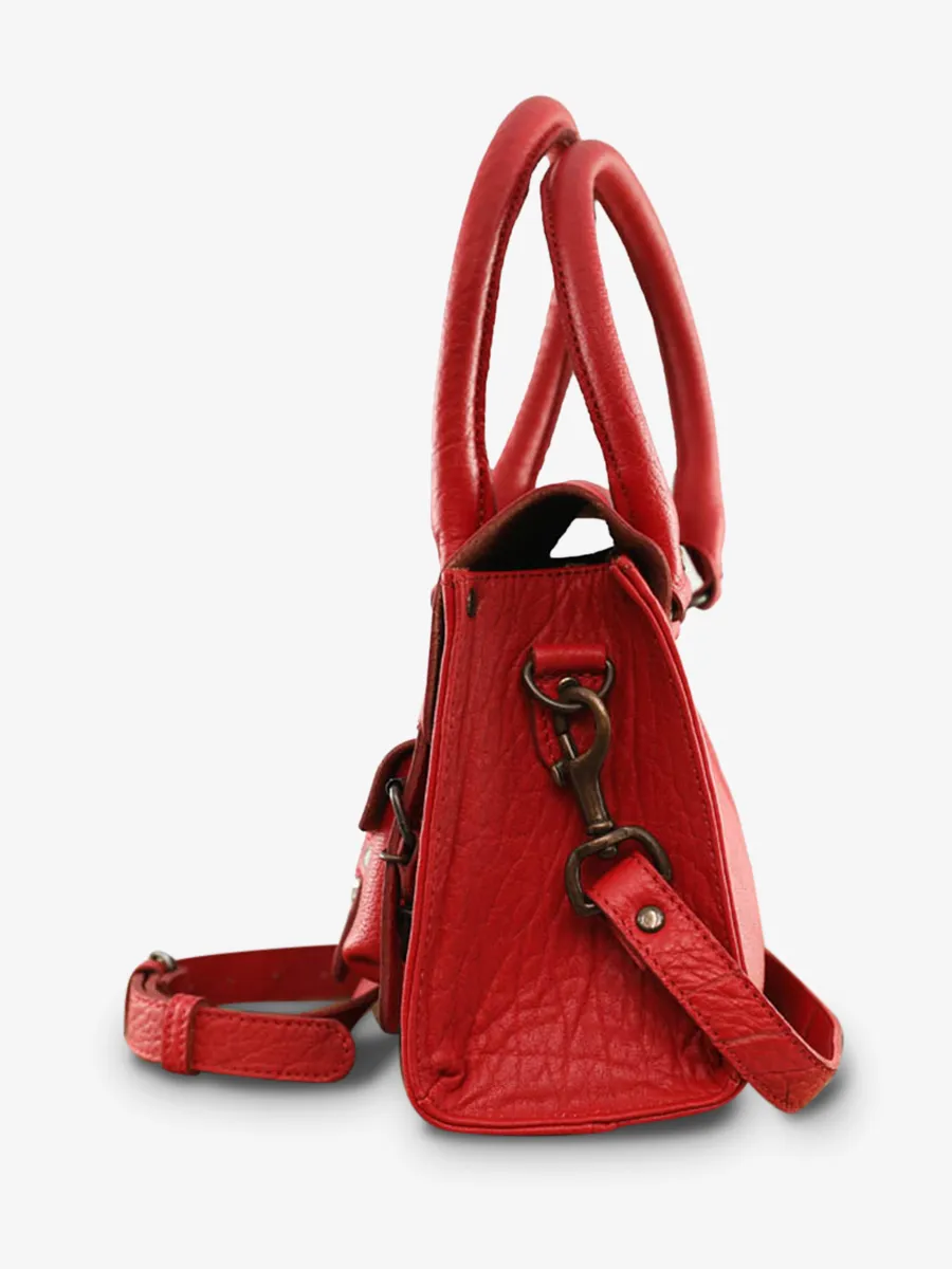 leather shoulder bag for woman Red - LeRive Gauche - S Carmine Red | PAUL MARIUS