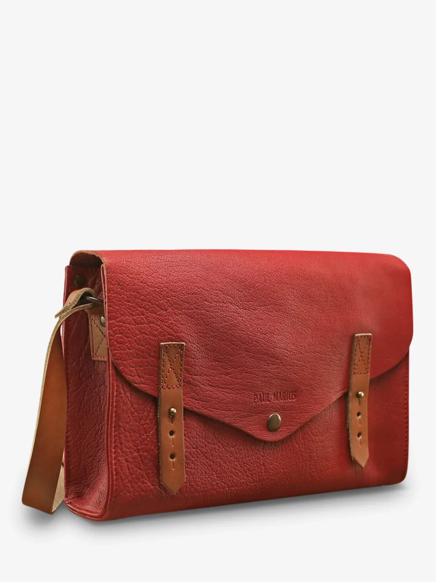 leather woman shoulder bag Red - L'Indispensable Carmine Red | PAUL MARIUS