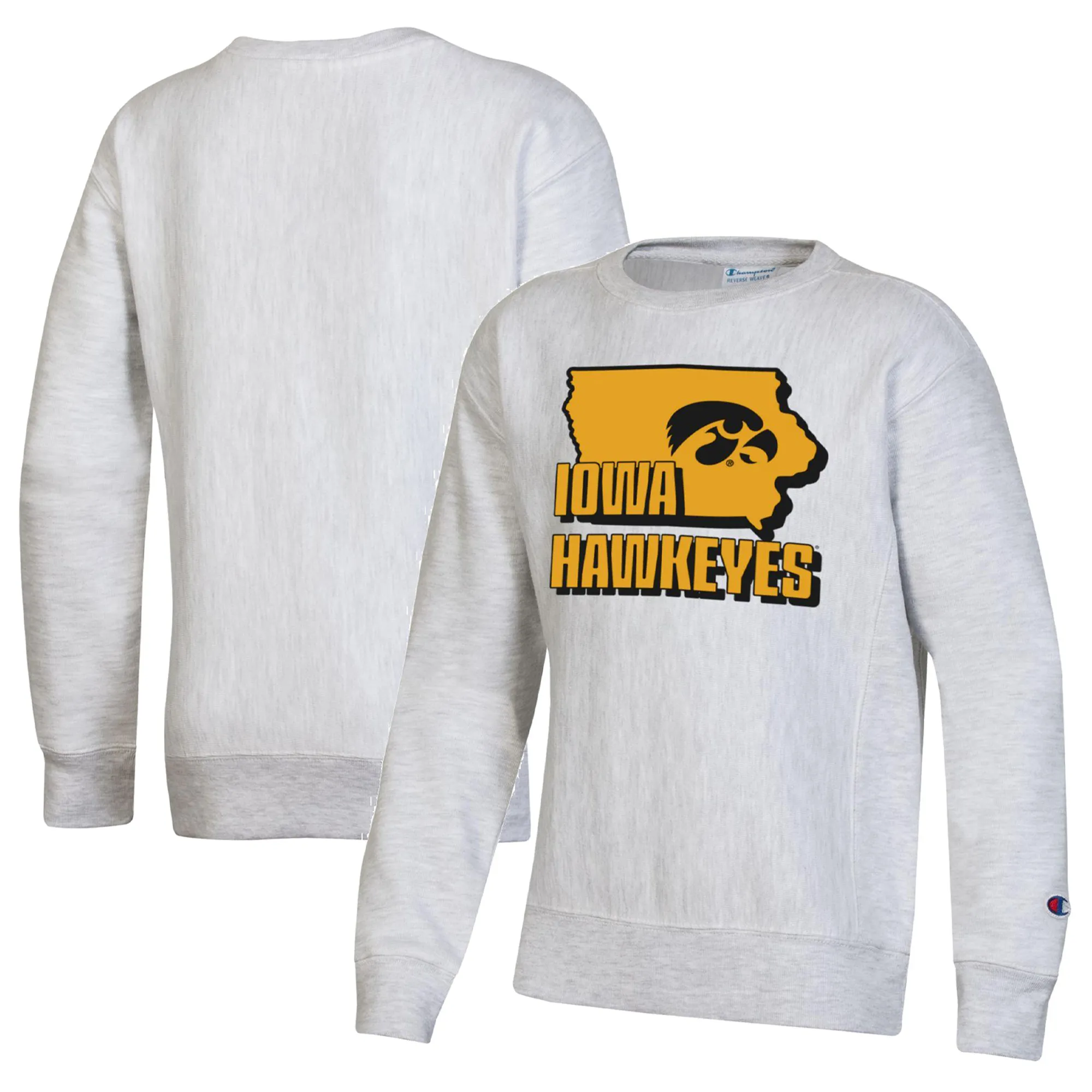 Lids Youth Champion Heather Gray Iowa Hawkeyes Reverse Weave Pullover Sweatshirt