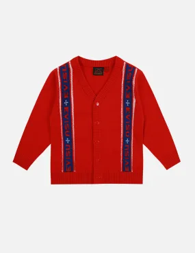 Logo-pattern Stripe Knitted Cardigan