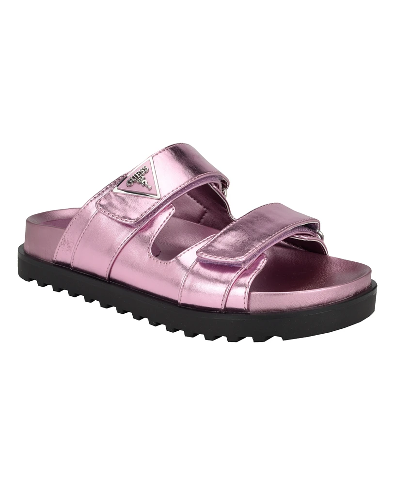 Macy's Guess Women's Fabula Lug-Sole Logo Footbed Sandals