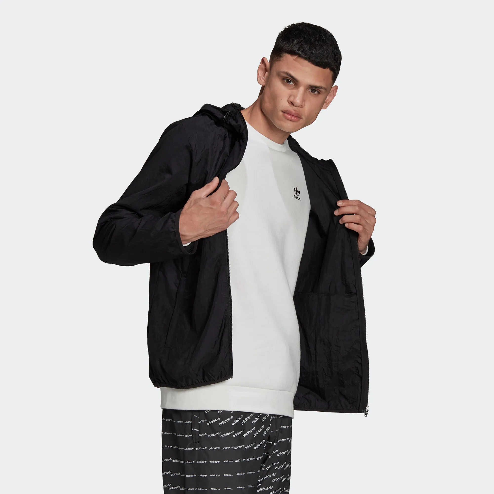 Men's adidas Originals Adicolor Essentials Trefoil Windbreaker Black