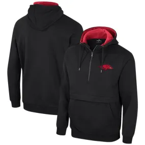 Men's Colosseum Black Arkansas Razorbacks Half-Zip Hoodie