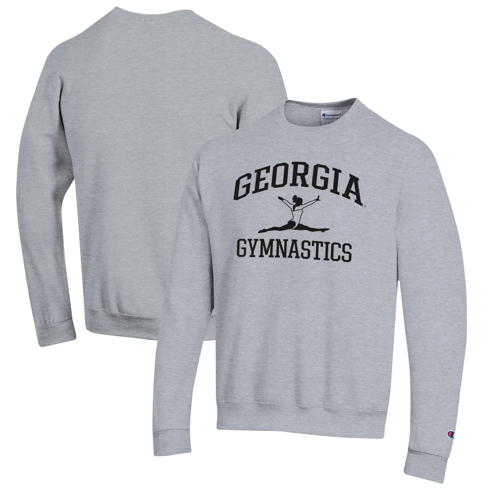 Men's Champion  Gray Georgia Bulldogs Gymnastics Icon Powerblend Pullover Sweatshirt