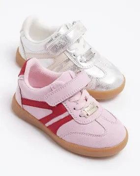 Mini girls pink panel trainers