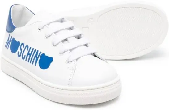 Moschino Kids logo-print leather sneakers White