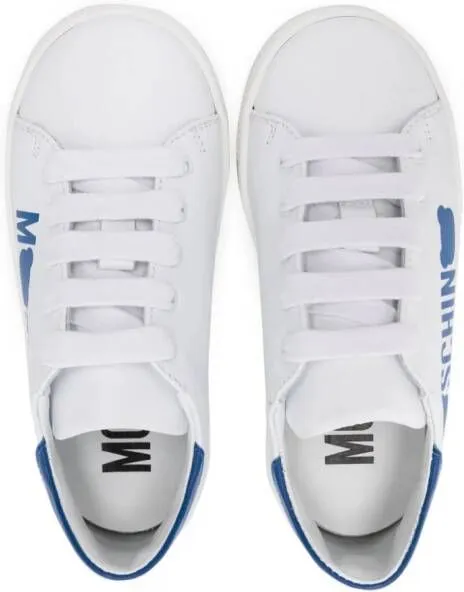 Moschino Kids logo-print leather sneakers White