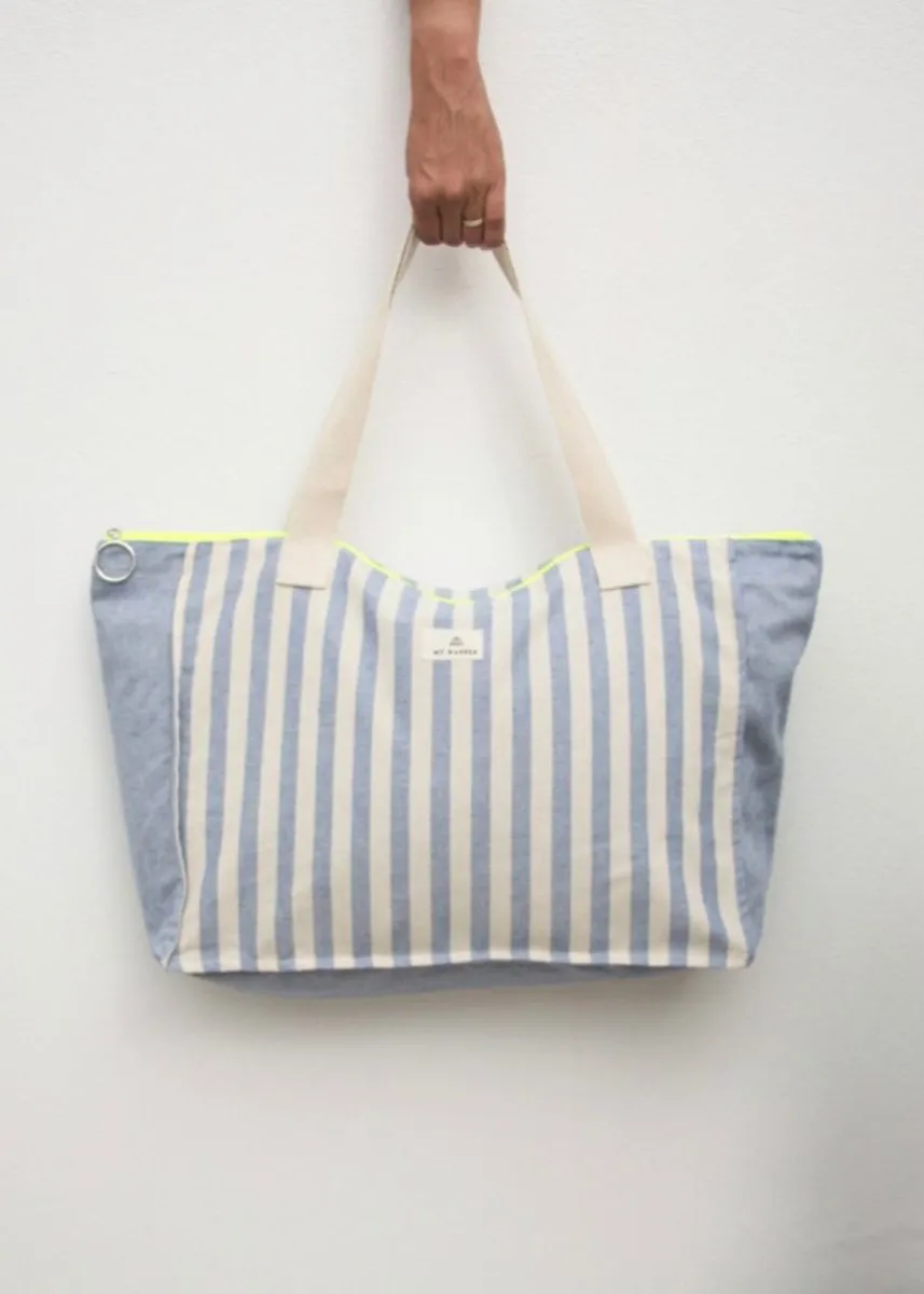 Navy Stripes Medium Travel Bag