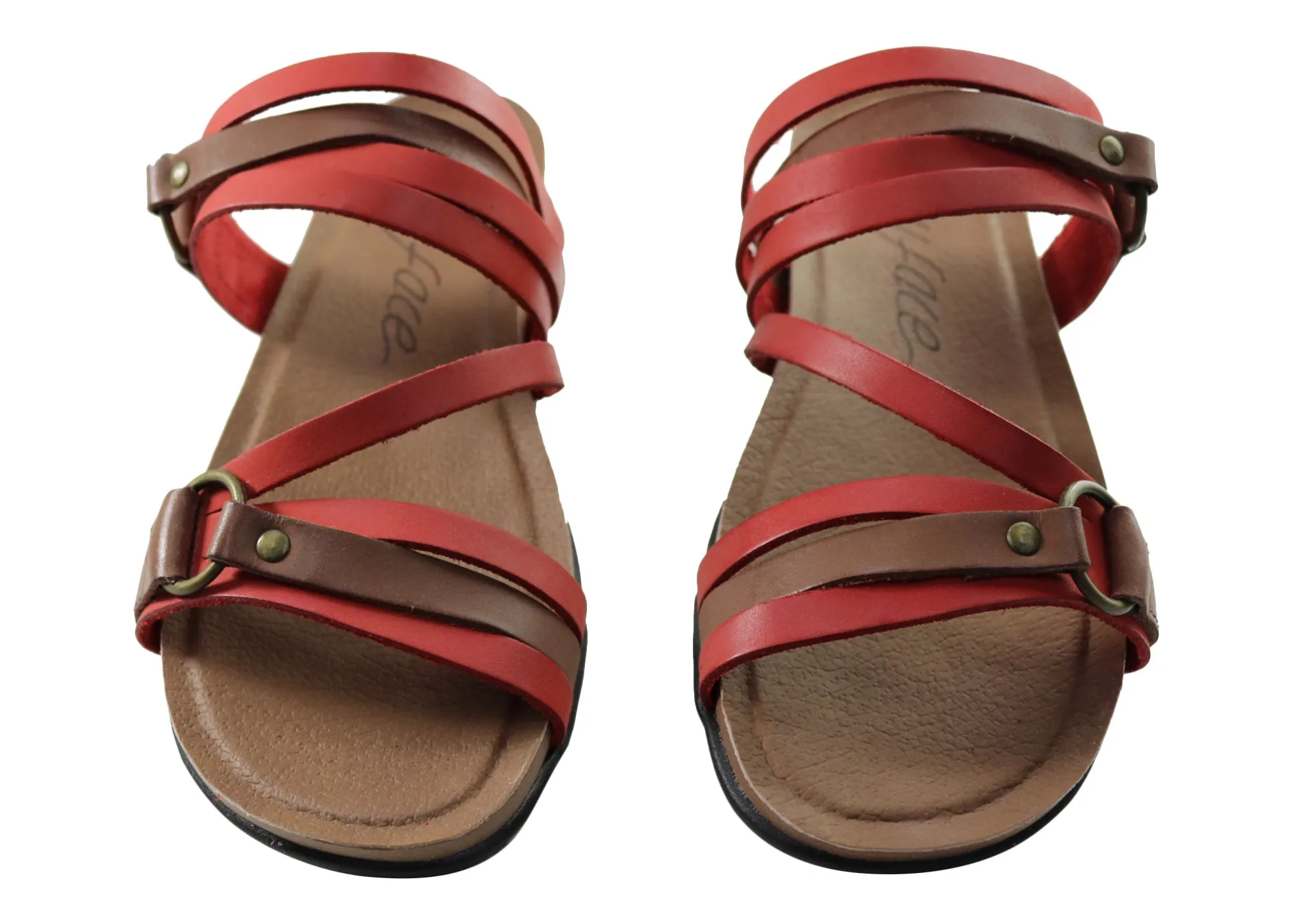 New Face Flick Womens Comfort Leather Slides Sandals Made In Brazil