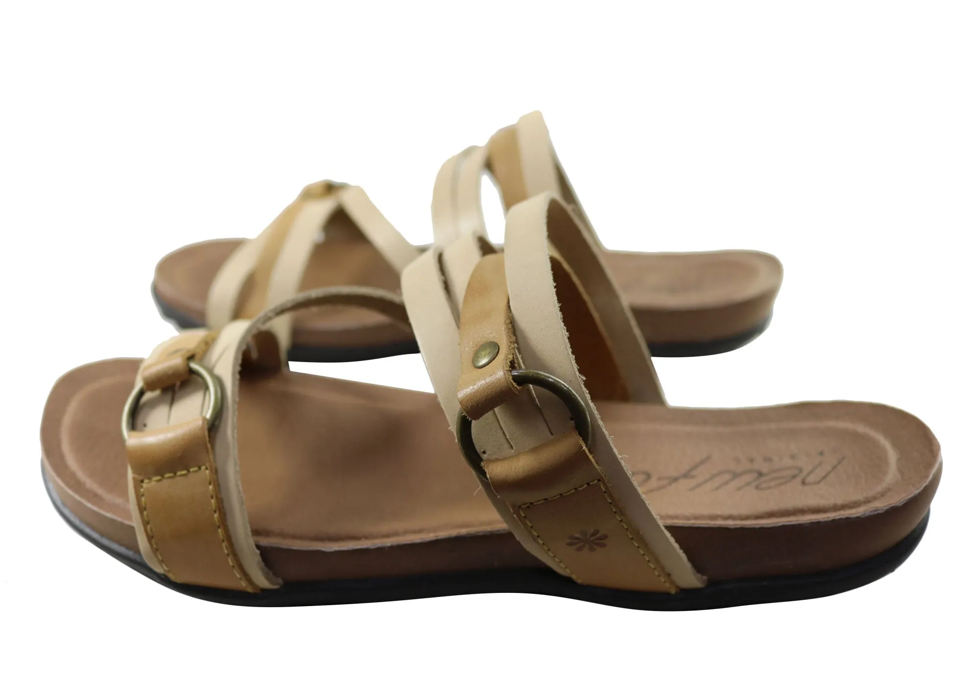 New Face Flick Womens Comfort Leather Slides Sandals Made In Brazil