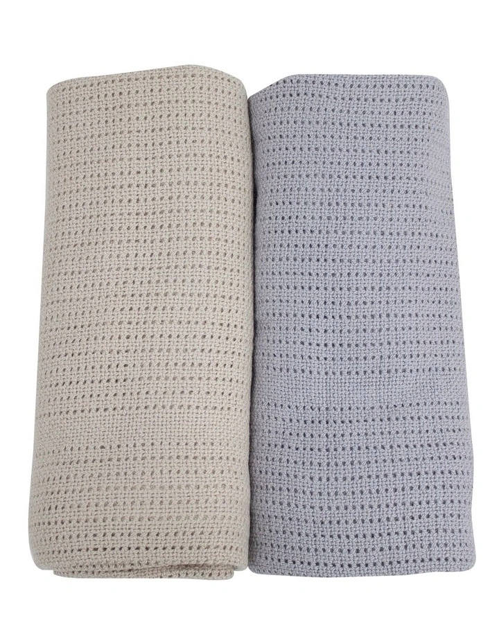 Nordic Cellular Blanket 2 Pack in Grey/Sand