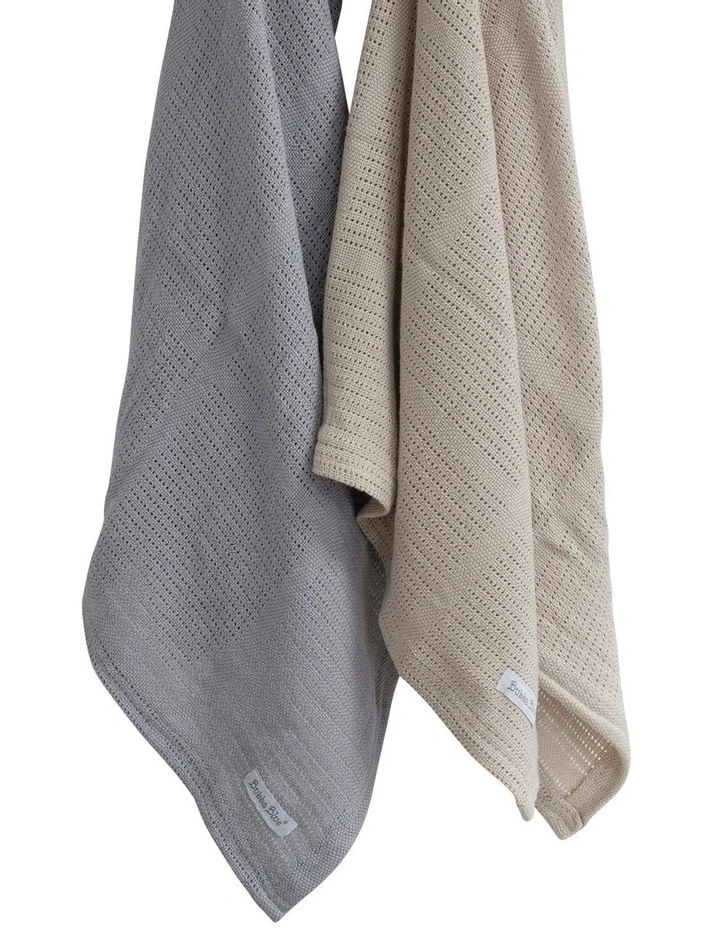 Nordic Cellular Blanket 2 Pack in Grey/Sand