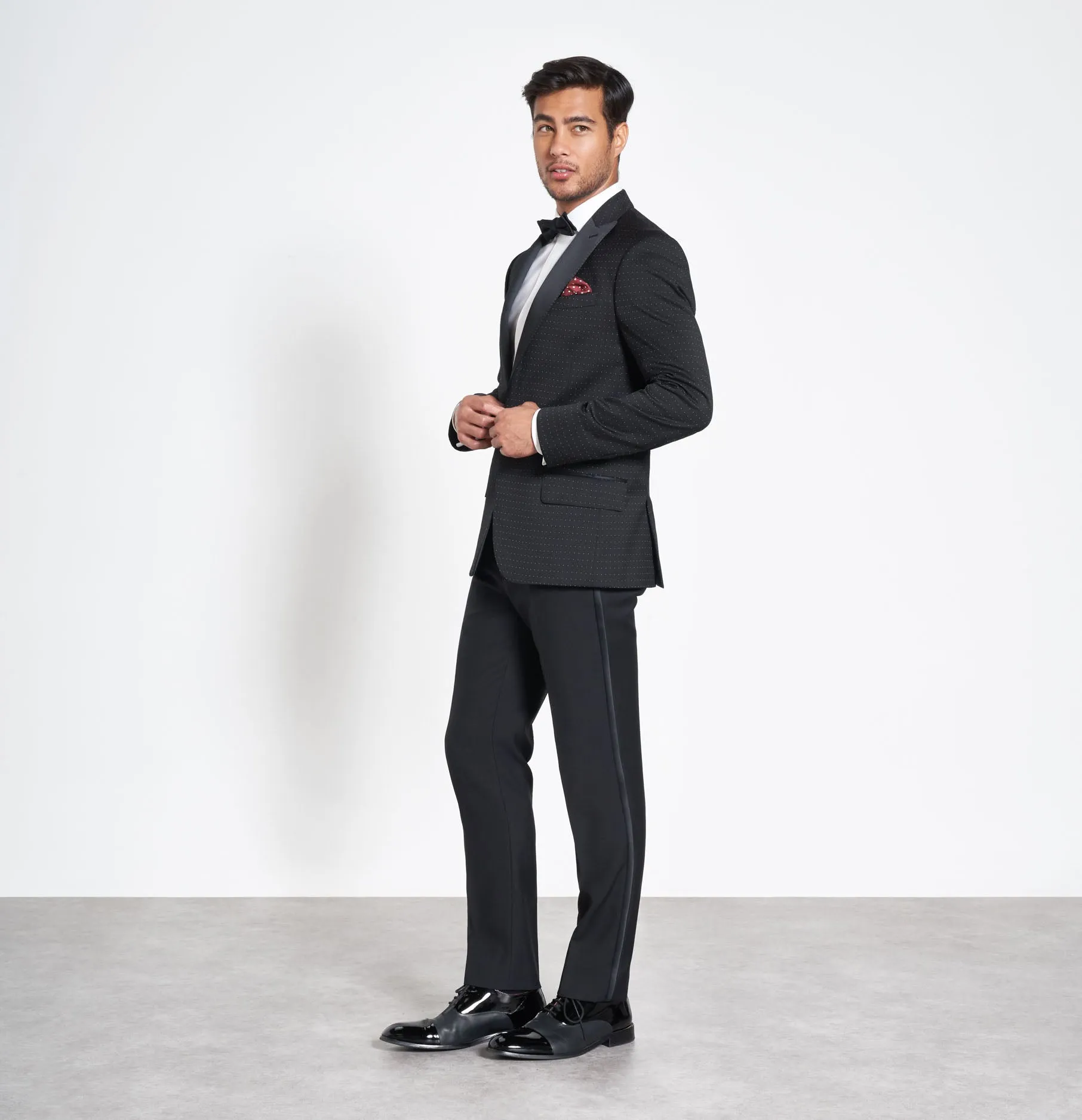 Onyx Dot Peak Lapel Jacket Tuxedo