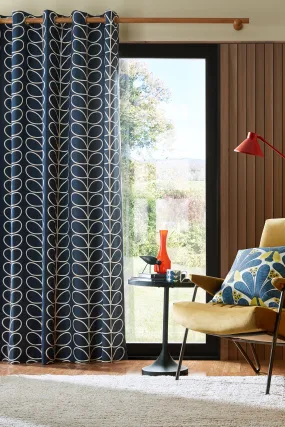 Orla Kiely Blue Linear Stem Eyelet Curtains