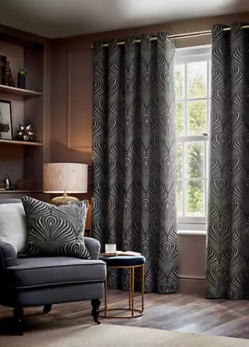 Paoletti Gatsby Eyelet Lined Jacquard Curtains | Kaleidoscope