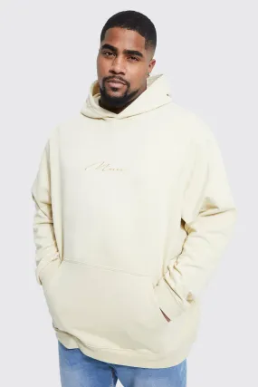 Plus Man Signature Embroidered Hoodie | boohooMAN UK