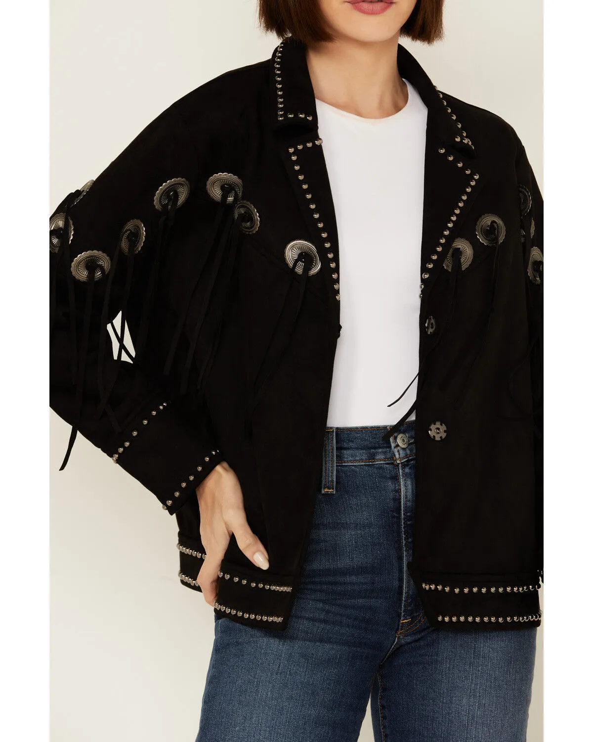 Product Name:  Vocal Women's Concho Studded Fringe Jacket