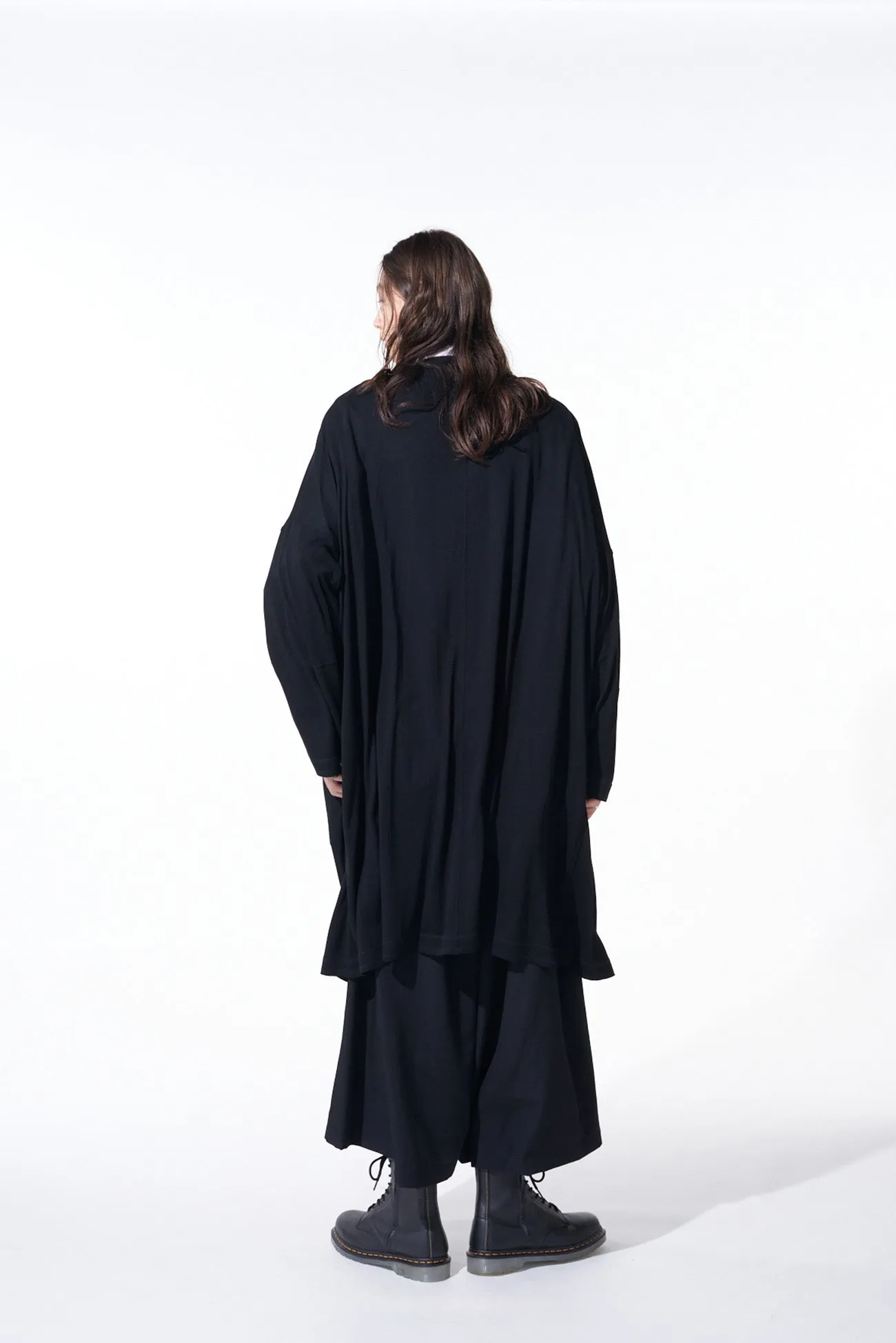 RAYON JERSEY COLLARLESS LONG CARDIGAN