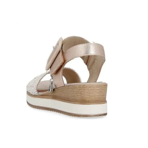 Remonte D6453-31 | Leniella Elle | White/Copper Leather | Womens Wedge Sandals